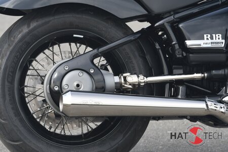 HATTECH Auspuff - LEGEND CONE  25 - Schalldmpfer mit Anbauteilen fr die BMW R18 Modelle auf original Krmmer - EU-Typgenehmigung