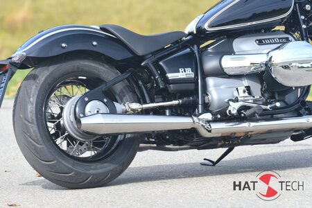 HATTECH Auspuff - LEGEND CONE 100 - Schalldmpfer mit Anbauteilen fr die BMW R18 Modelle auf original Krmmer - EU-Typgenehmigung