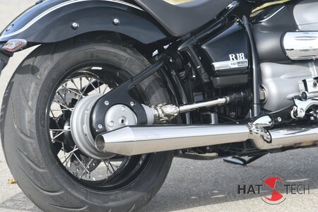 HATTECH Auspuff - LEGEND CONE 100 - Schalldmpfer mit Anbauteilen fr die BMW R18 Modelle auf original Krmmer - EU-Typgenehmigung