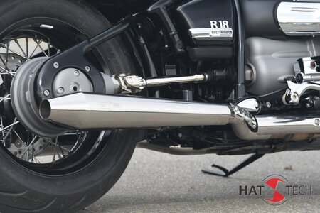 HATTECH Auspuff - LEGEND CONE 100 - Schalldmpfer mit Anbauteilen fr die BMW R18 Modelle auf original Krmmer - EU-Typgenehmigung