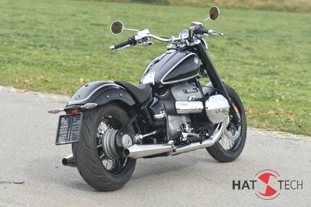 HATTECH Auspuff - LEGEND CONE 100 - Schalldmpfer mit Anbauteilen fr die BMW R18 Modelle auf original Krmmer - EU-Typgenehmigung