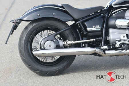 HATTECH Auspuff - CANNONBALL R18 - Schalldmpfer mit Anbauteilen fr die BMW R18 Modelle auf original Krmmer - EU-Typgenehmigung
