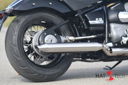 HATTECH Auspuff - CANNONBALL R18 - Schalldämpfer mit Anbauteilen für die BMW R18 Modelle auf original Krümmer - EU-Typgenehmigung gebürstet