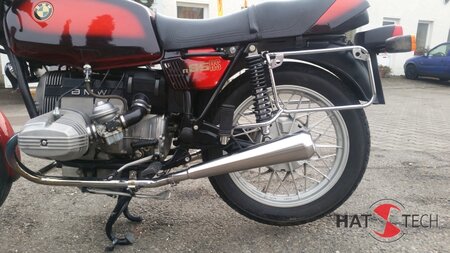 HATTECH Auspuff - GUNBALL  - BMW R 45, R 65, R 65LS `78 - `84 Endschalldämpfersatz auf 35mm Krümmer mit EG-ABE