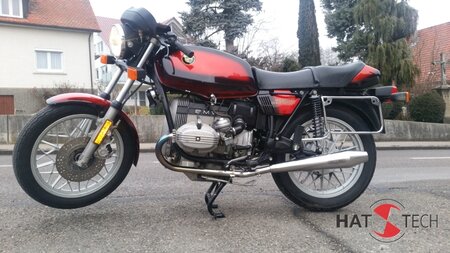 HATTECH Auspuff - GUNBALL100 - Norton Style Schaldmpfer fr BMW R 45, R 65, R 65LS `78 - `84  auf 35mm Krmmer mit EG-ABE