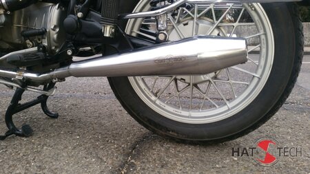 HATTECH Auspuff - GUNBALL100 - Norton Style Schaldmpfer fr BMW R 45, R 65, R 65LS `78 - `84  auf 35mm Krmmer mit EG-ABE