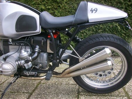 HATTECH Auspuff - GUNBALL - BMW R80 / 100R/GS  und Mystic -  linksseitiger Doppelschalldmpfer ab original Krmmer mit EG-ABE