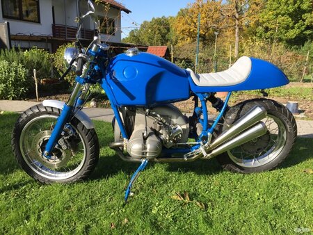 HATTECH Auspuff - GUNBALL - BMW R80 / 100R/GS  und Mystic -  linksseitiger Doppelschalldmpfer ab original Krmmer mit EG-ABE