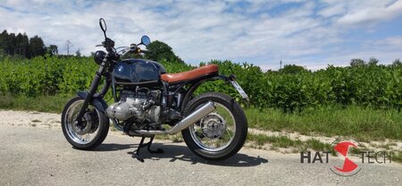 BMW R80 / 100R  und Mystic HATTECH PureCraft Schalldmpfer steil stehend, mit Y-Rohr ab Krmmer mit EG-ABE