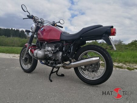 BMW R80 / 100R  und Mystic HATTECH OYK Schalldmpfer flach liegend, direkt auf original Vorschalldmpfer mit EG-ABE