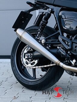 HATTECH Auspuff - GUNBALL OYK - Schalldmpfer mit Anbauteilen fr TRIUMPH Speed Twin / Thruxton 1200 / R / RS  auf original Krmmer - EU-Typgenehmigung