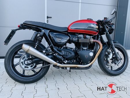 HATTECH Auspuff - GUNBALL OYK - Schalldmpfer mit Anbauteilen fr TRIUMPH Speed Twin / Thruxton 1200 / R / RS  auf original Krmmer - EU-Typgenehmigung