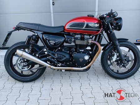 HATTECH Auspuff - GUNBALL OYK - Schalldmpfer mit Anbauteilen fr TRIUMPH Speed Twin / Thruxton 1200 / R / RS  auf original Krmmer - EU-Typgenehmigung