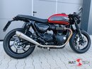 HATTECH Auspuff - GUNBALL OYK - Schalldämpfer mit Anbauteilen für TRIUMPH Speed Twin / Thruxton 1200 / R / RS  auf original Krümmer - EU-Typgenehmigung gebürstet & Anlauffarben an den Sichtschweißnähten
