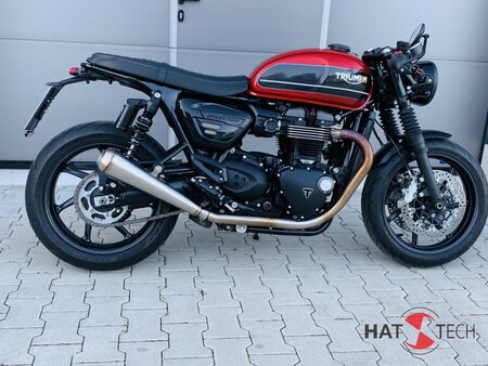 HATTECH Auspuff - GUNBALL 25 - Schalldmpfer mit Anbauteilen fr TRIUMPH Speed Twin / Thruxton 1200 / R / RS  auf original Krmmer - EU-Typgenehmigung