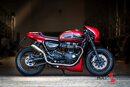 HATTECH Auspuff - RENNSTALL MOTO - OYK75 High - Schalldämpfer mit Anbauteilen für TRIUMPH Speed Twin / Thruxton 1200 / R / RS auf original Krümmer - EU-Typgenehmigung