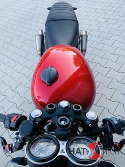 HATTECH Auspuff - RENNSTALL MOTO - OYK75 High - Schalldmpfer mit Anbauteilen fr TRIUMPH Speed Twin / Thruxton 1200 / R / RS auf original Krmmer - EU-Typgenehmigung poliert