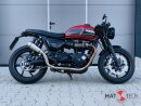 HATTECH Auspuff - RENNSTALL MOTO - OYK75 High - Schalldämpfer mit Anbauteilen für TRIUMPH Speed Twin / Thruxton 1200 / R / RS auf original Krümmer - EU-Typgenehmigung poliert