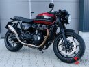 HATTECH Auspuff - RENNSTALL MOTO - OYK75 High - Schalldämpfer mit Anbauteilen für TRIUMPH Speed Twin / Thruxton 1200 / R / RS auf original Krümmer - EU-Typgenehmigung poliert