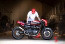 HATTECH Auspuff - RENNSTALL MOTO - OYK75 High - Schalldämpfer mit Anbauteilen für TRIUMPH Speed Twin / Thruxton 1200 / R / RS auf original Krümmer - EU-Typgenehmigung poliert