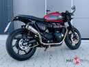 HATTECH Auspuff - RENNSTALL MOTO - OYK75 High - Schalldämpfer mit Anbauteilen für TRIUMPH Speed Twin / Thruxton 1200 / R / RS auf original Krümmer - EU-Typgenehmigung gebürstet