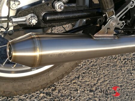 Hattech Auspuff Komplettanlage - GUNBALL 60L - konischer Endschalldmpfer fr Yamaha SR 50 mit 60mm Ausgangskonus mit E- Prfzeichen