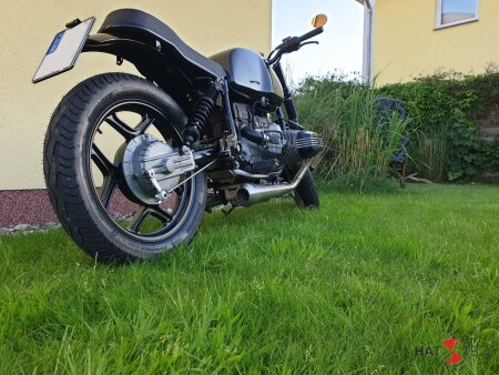 SIDEPIPE_GB25- HATTECH Komplettanlage ohne Interferenzrohr  fr BMW R 80, R 80RT, R 100 RS, RT Monolever Modelle  ab `85   Komplettanlage mit Krmmer und Schalldmpfer - Mit EG-ABE