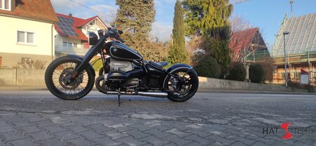 HATTECH Auspuff - LCS OYK Low - Schalldmpfer flach liegend, mit Anbauteilen fr die BMW R18 Modelle auf original Krmmer - EU-Typgenehmigung