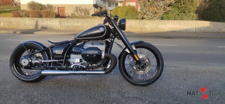 HATTECH Auspuff - LCS OYK Low - Schalldmpfer flach liegend, mit Anbauteilen fr die BMW R18 Modelle auf original Krmmer - EU-Typgenehmigung