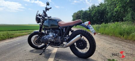 BMW R80 / 100R  und Mystic HATTECH OYK Schalldmpfer steil stehend, mit Y-Rohr ab Krmmer mit EG-ABE