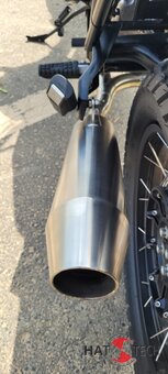 BMW R80 / 100R  und Mystic HATTECH OYK Schalldmpfer steil stehend, mit Y-Rohr ab Krmmer mit EG-ABE