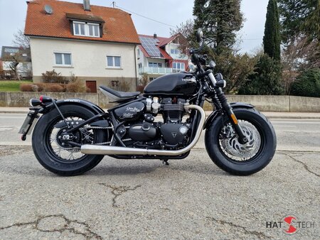 HATTECH Auspuff - BOBBER 470/85 - Schalldämpfer mit Anbauteilen für TRIUMPH BONNEVILLE BOBBER (EURO 5)  auf original Vorschalldämpfer - EU-Typgenehmigung #1