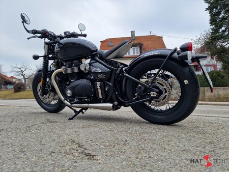 HATTECH Auspuff - BOBBER LC_240/80 RACING-Schalldmpfer mit Anbauteilen fr TRIUMPH BONNEVILLE BOBBER (EURO 5)  auf original Vorschalldmpfer - ONLY FOR RACE USE -